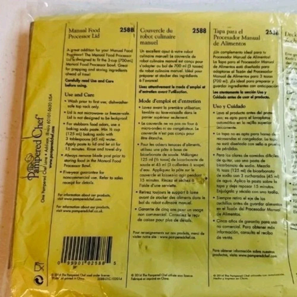 NEW Sealed‎ LID ONLY for The Pampered Chef 3-Cup Manual Food Processor #2588